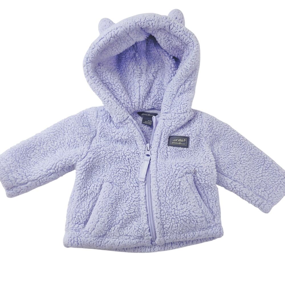 Eddie Bauer Baby 0-3 Month Fleece Hooded Jacket Lavender